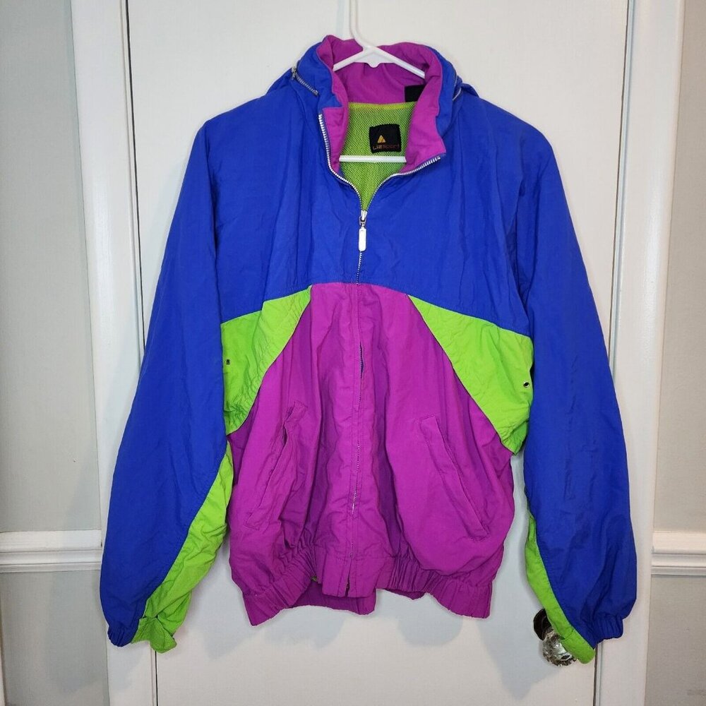 Vintage LIZ SPORT Women's Jacket Medium 80’s 90's Colorblock Blue Green Purple